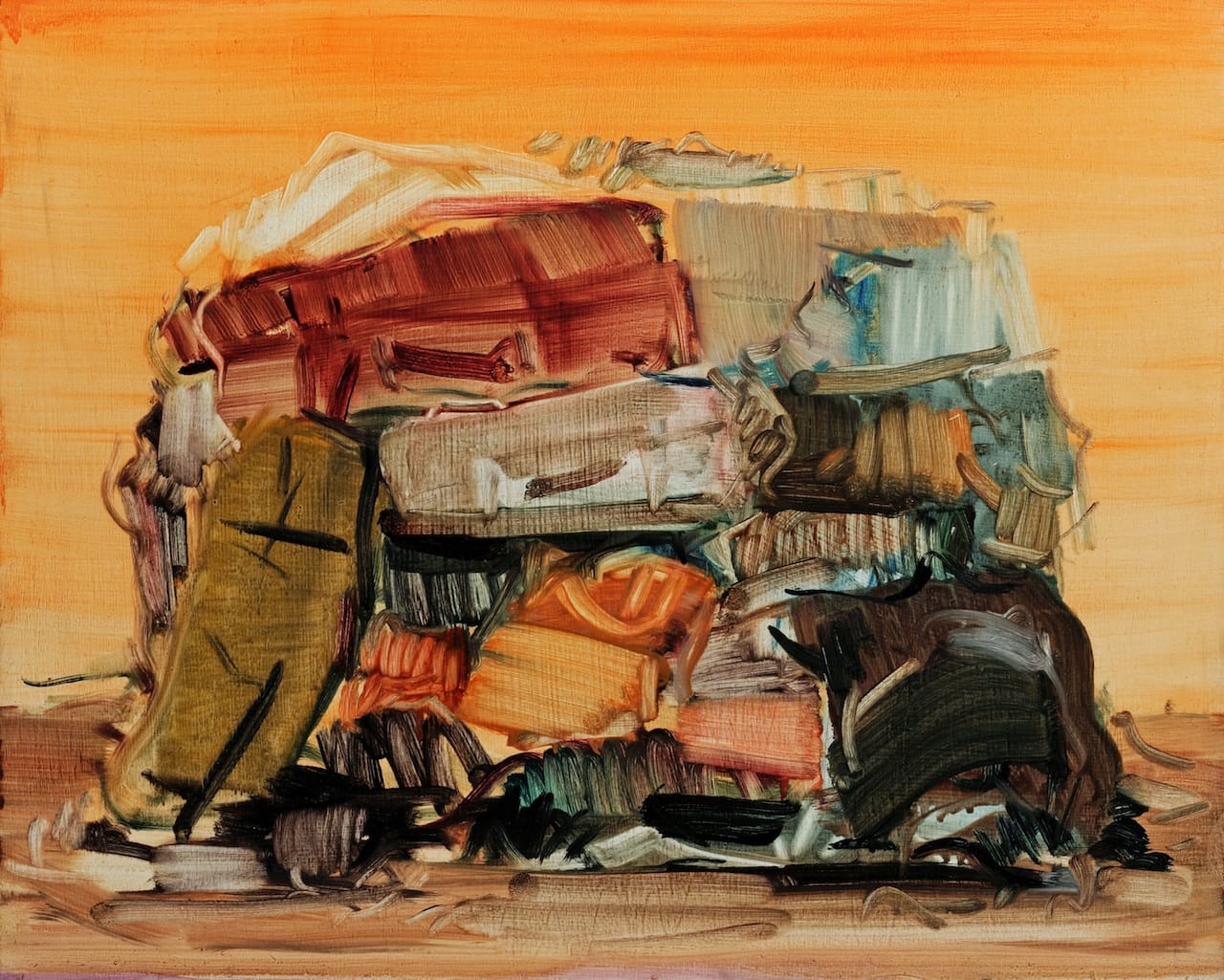 Mohamad-‐Said Baalbaki, "Heap (1)" (2014), oil on board, 40 x 50 cm (photo by Siegfried Bücker)