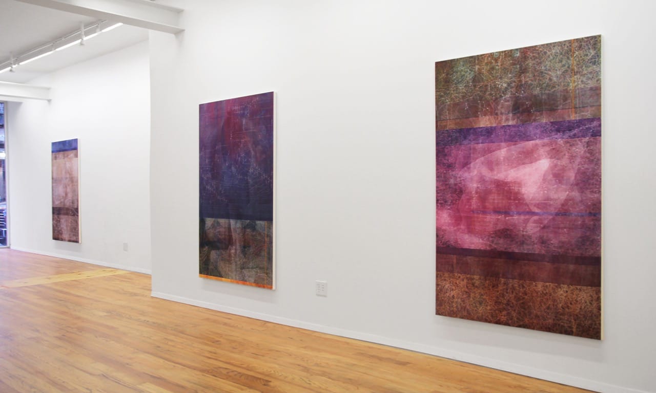 Installation view of Joseph Nechvatal, 'Odyssey pandemOnium: a migrational metaphor' at Galerie Richard (all images courtesy Galerie Richard)