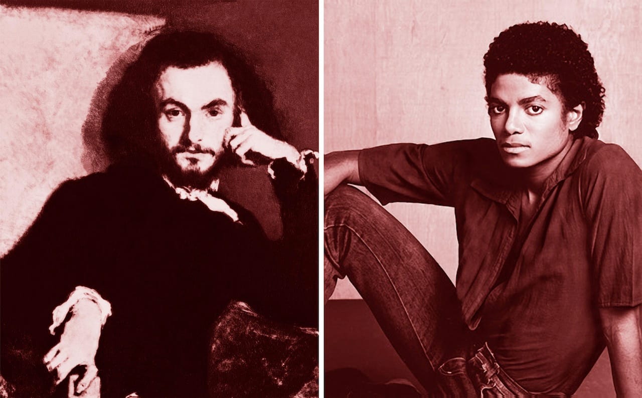 Lorraine O'Grady, "The First and the Last of the Modernists Diptych 1 Red (Charles and Michael)" (2010), Fujiflex print, 46.8 x 37.4 in (image courtesy Alexander Gray Associates, New York) (click to enlarge)