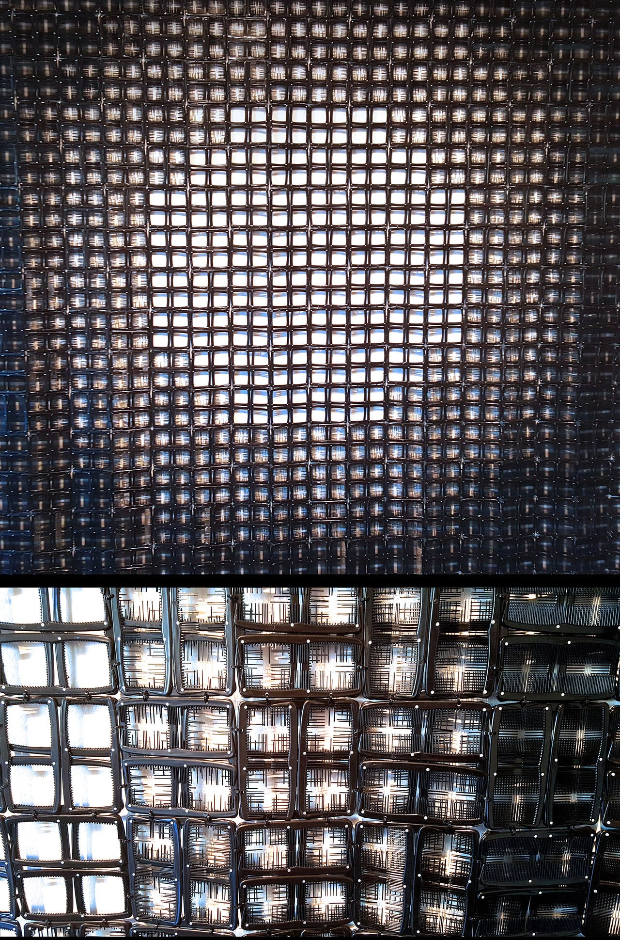 Sonya Clark's "Whole Hole," in wide shot above and detail view below (click to enlarge)