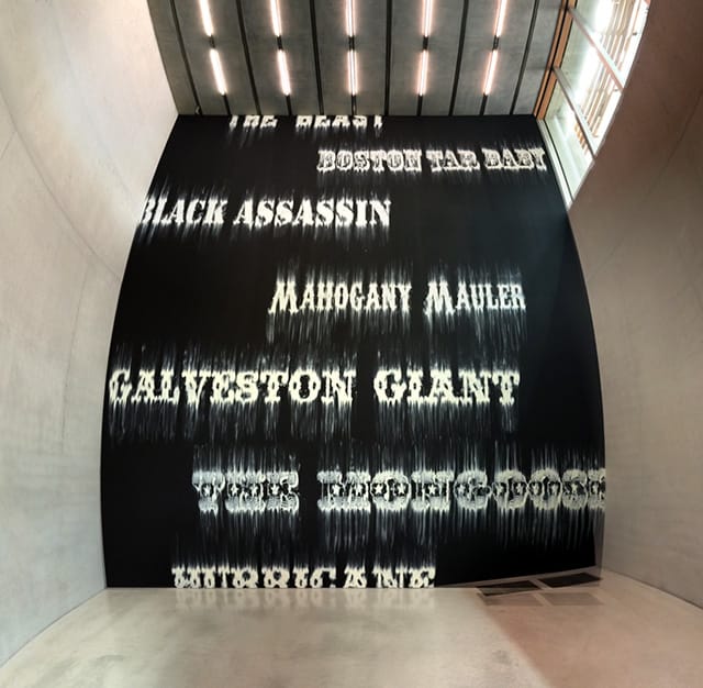 Gary Simmons's "Frozen in Time" (2014) mural at the Pérez Art Museum Miami (photo by Hrag Vartanian/Hyperallergic)