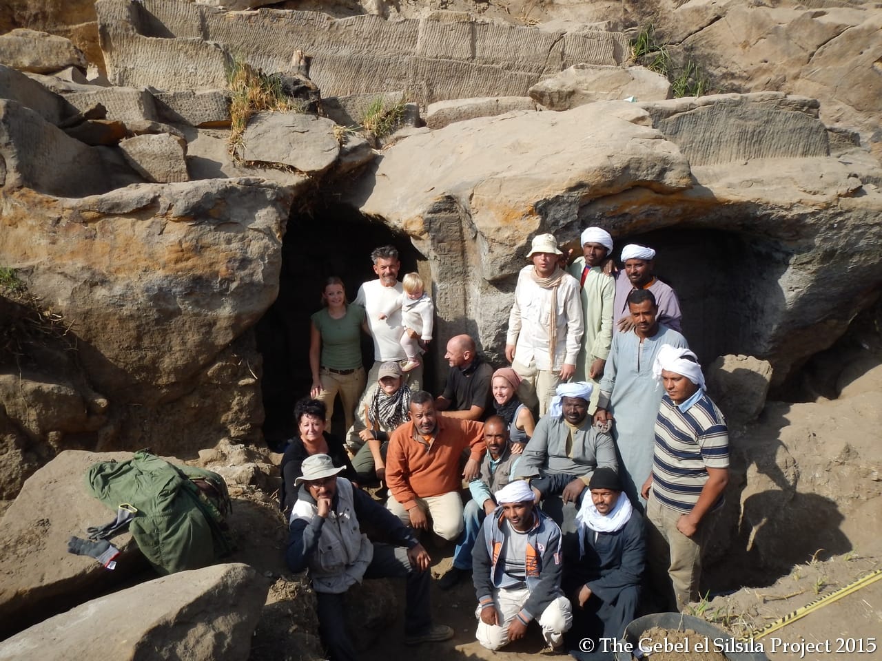 team in front of the shrines