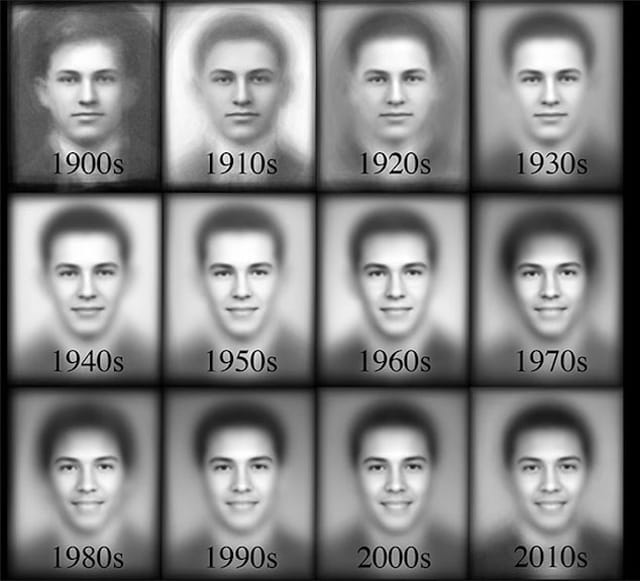 Average images of students by decade (via arxiv.org)