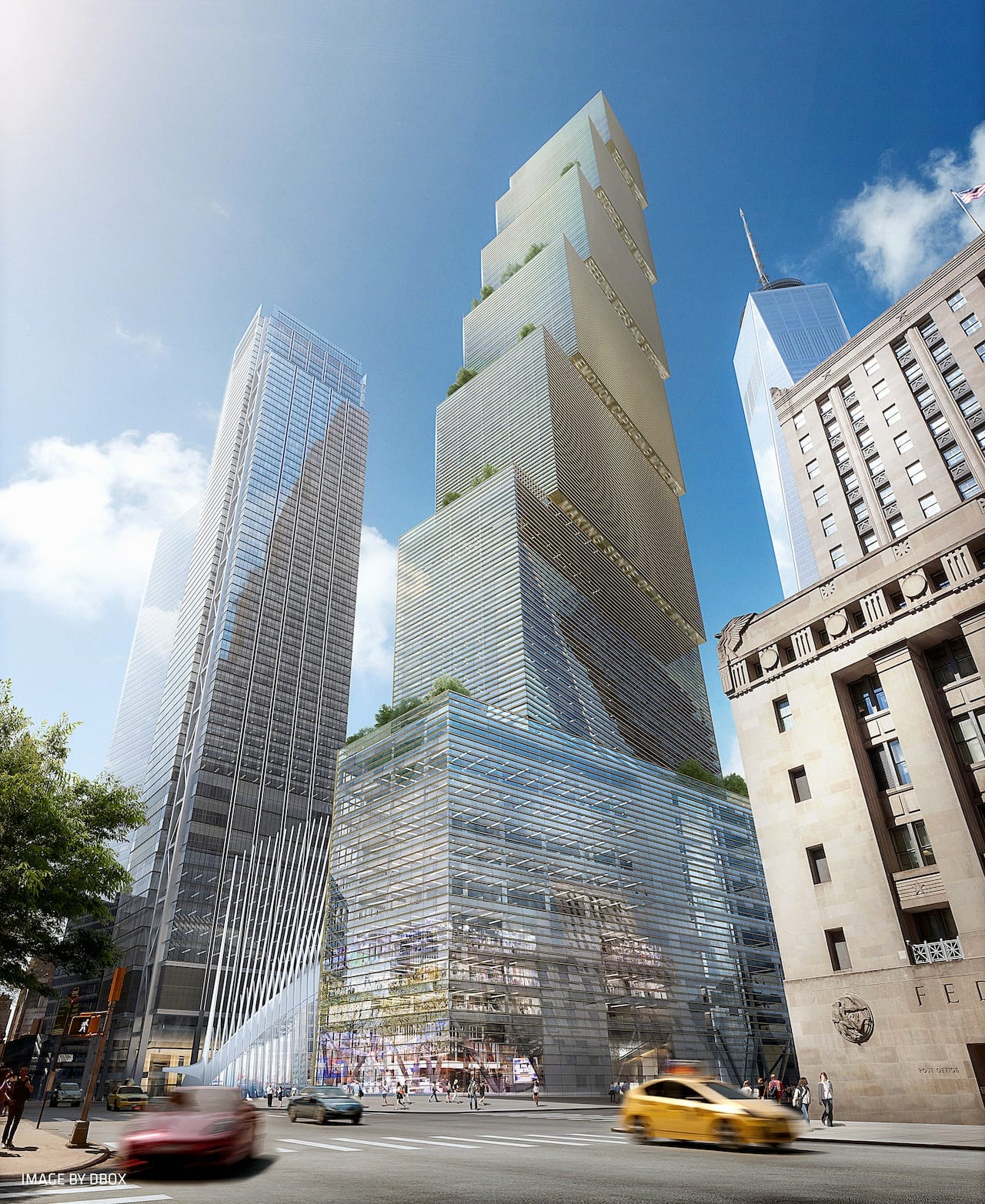 Rendering of 2 WTC as seen from the street (image by DBOX)