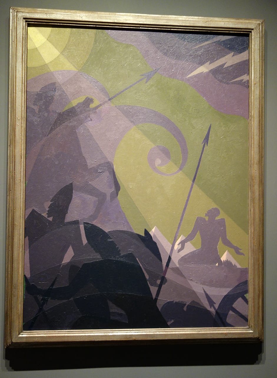 Aaron Douglas, "Let My People Go" (1935-39), oil on masonite, at the Metropolitan Museum of Art