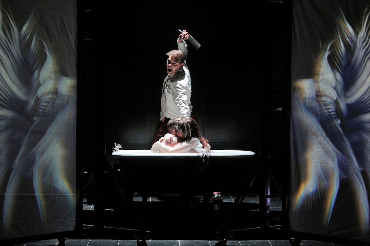 Kyle Pfortmiller, Kyle Bielfield, and Jennifer Charles in 'Angel's Bone' (all photos by Cory Weaver, courtesy Prototype)