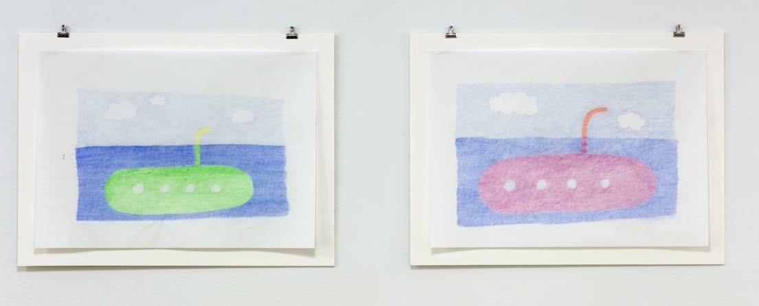 Nick Austin, "Secondary Submarine Studies (diptych)" (2015), colored pencil on paper (via laureldoody.com)