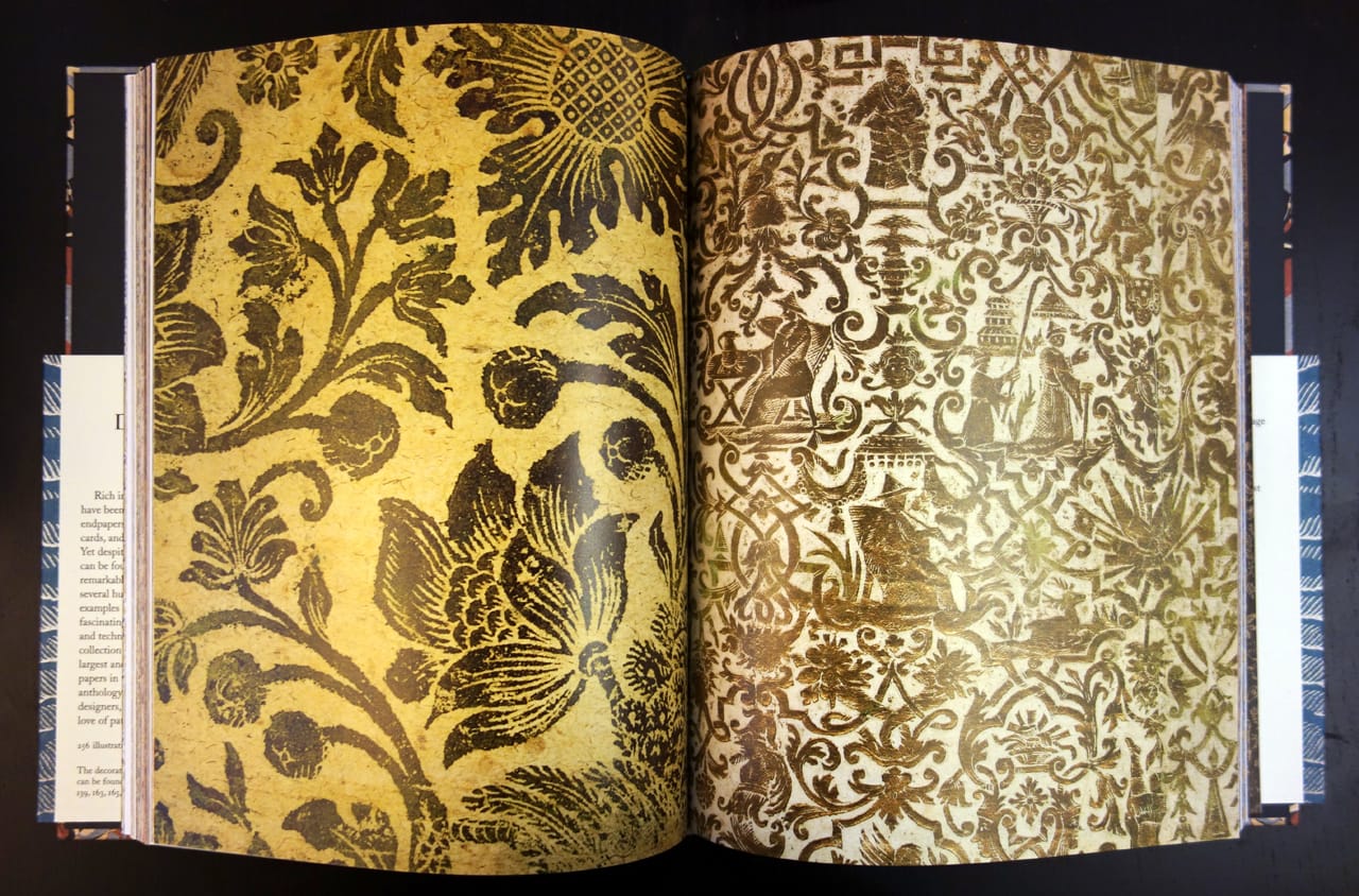 Pages from 'An Anthology of Decorated Papers' (photo of the book for Hyperallergic)
