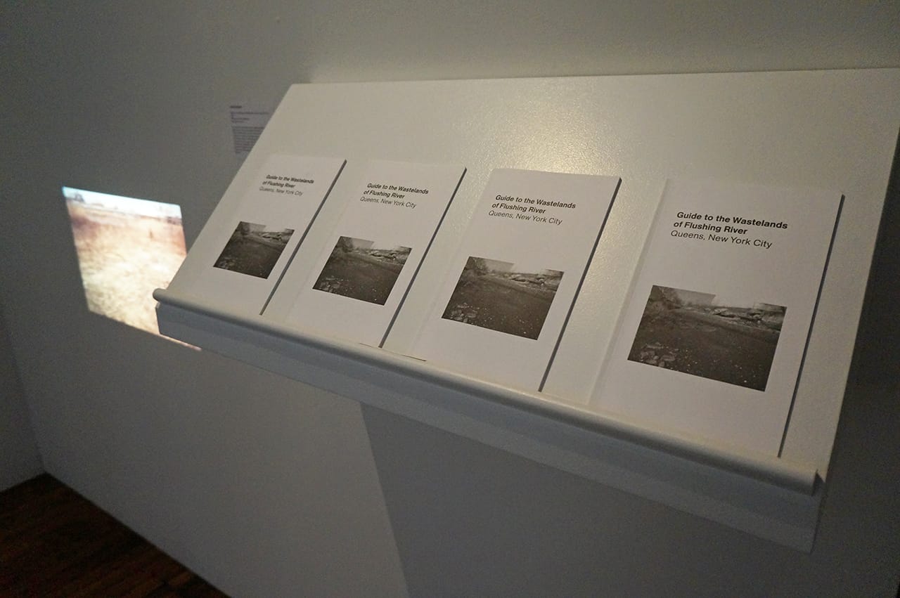 Lara Almarcegui, “Guide to the Wastelands of Flushing River, Queens, New York City” (2010), slide projection and publication (click to enlarge)
