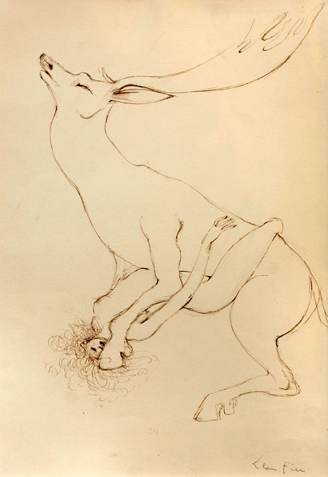 Leonor Fini, "Cerf et Femme Erotique” (1967)