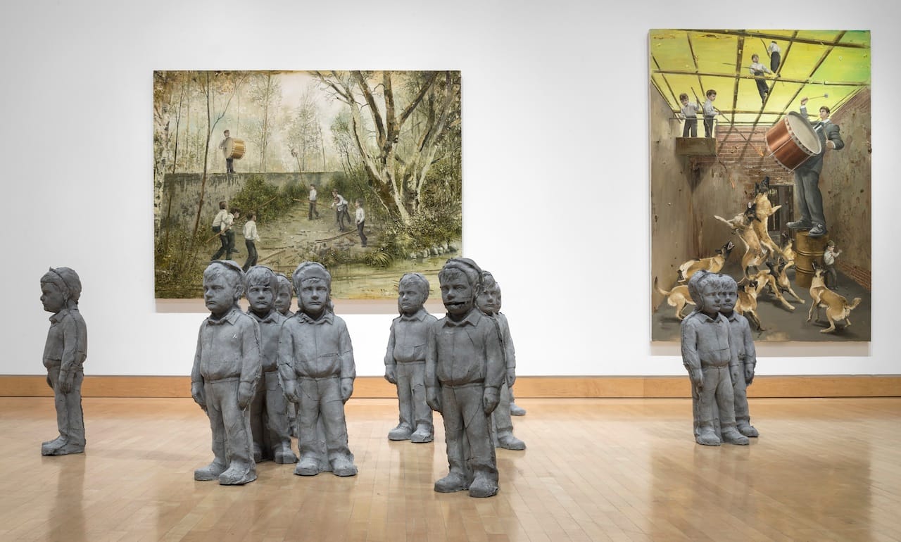 Installation view of works by Jarmo Mäkilä in 'Dark Days, Bright Nights: Contemporary Paintings from Finland' (photo E.G. Schempf, courtesy the Kemper Museum of Contemporary Art)