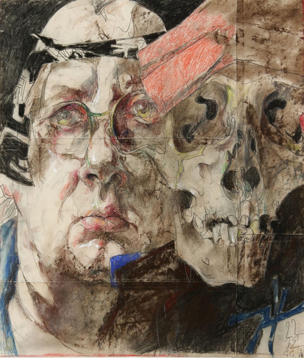 Horst Janssen, "Self Portrait with Skull" (1982) (©VG BILD-Kunst, Bonn & JASPAR, Tokyo 2015 C0732)