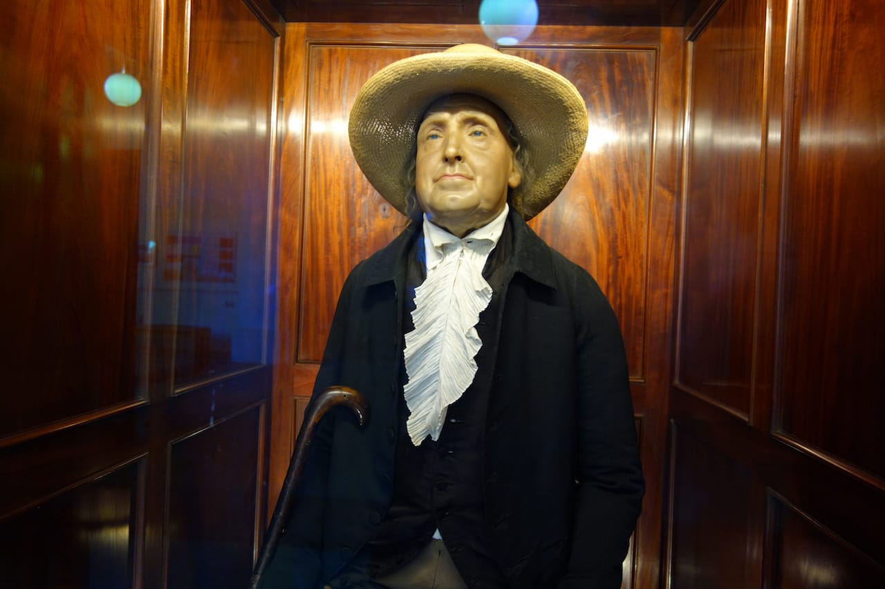 Jeremy Bentham in his auto-icon cabinet