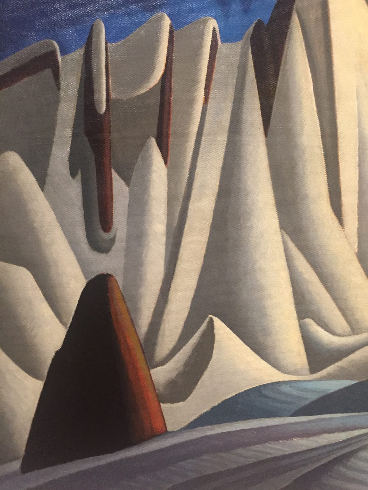 Lawren Harris, detail of "Mountains in Snow: Rocky Mountain Painting VII" (c. 1929), oil on canvas, 51 11/16 x 58 1/16 in (131.3 x 147.7 cm), The Thompson Collection at Art Gallery of Ontario (click to enlarge)