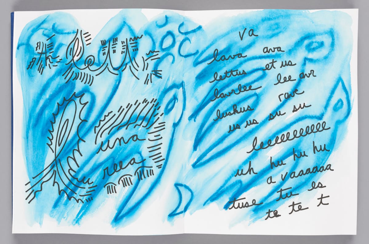 bill bissett, 'Lunaria' (2001), cloth over boards, 11" x 8 1/2", ed. of 40, published by Granary Books (click to enlarge)