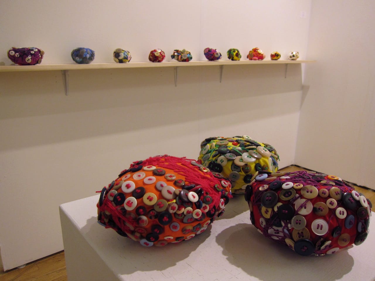 Fabric and button sculptures by Momoka Imura at Yukiko Koide Presents