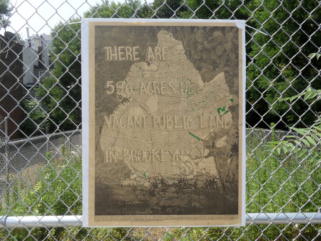 A 596 Acres map on a vacant lot (photo by Eric Fischer/Flickr)