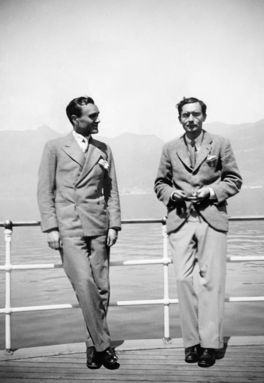 Philip Johnson and Alfred Barr, Lake Maggiore, Switzerland, April 1933.