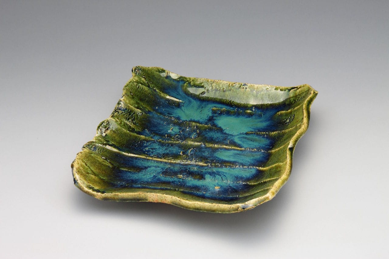 Kitaōji Rosanjin, Square tray, Oribe type, from the Showa period