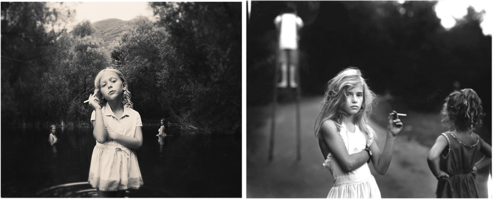 Is photographer Tyler Shields just ripping off other photographers? Vice's Jamie Lee Curtis Taete considers the question. Left, Tyler Shields, 2014. Right, Sally Mann, 1989. (via Vice)