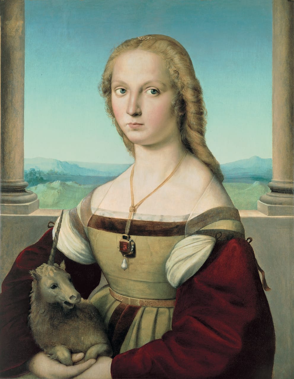 Raphael, "Portrait of a Lady with a Unicorn" (1505–06), oil on canvas transferred from panel (courtesy Galleria Borghese, Rome)