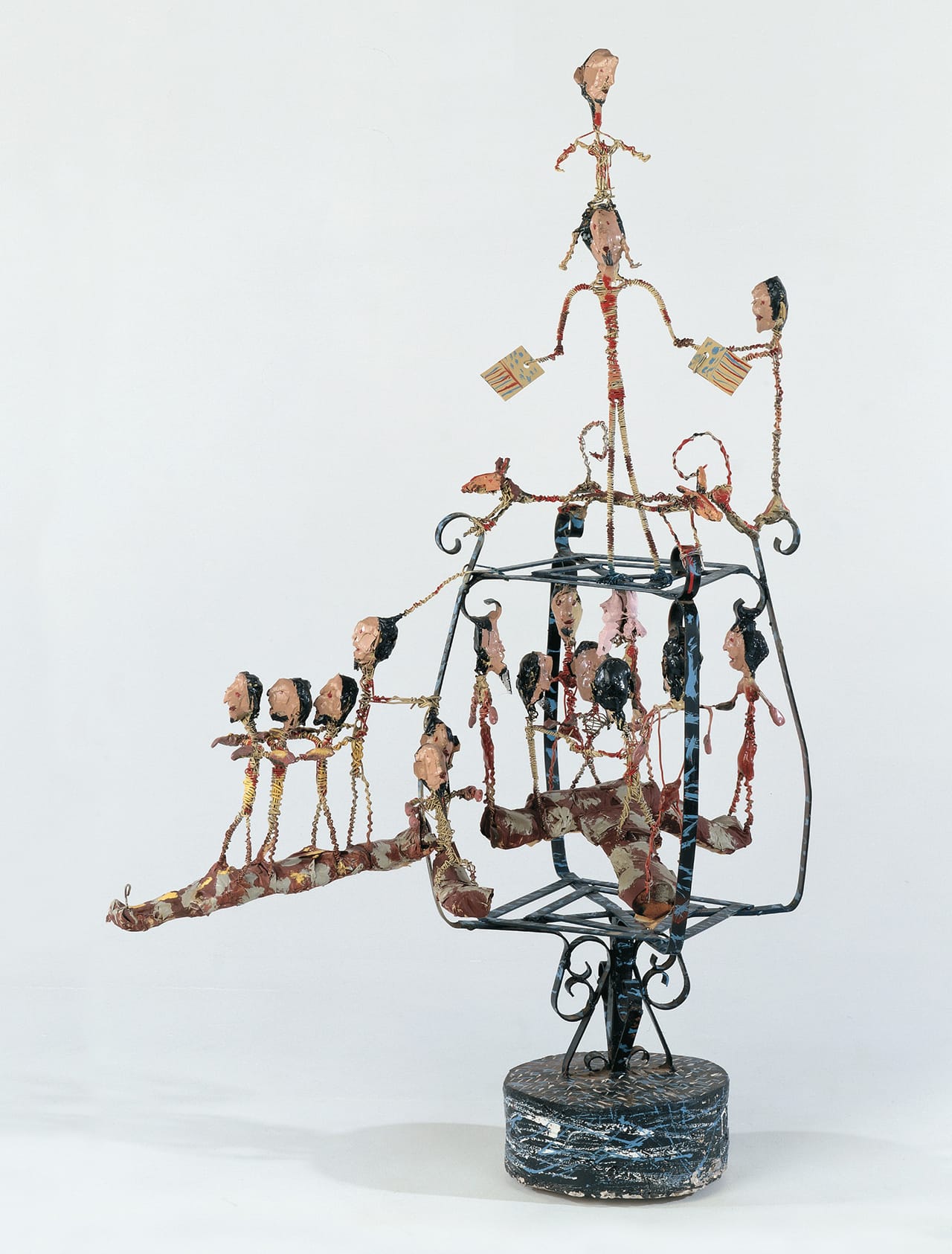 Thornton Dial, “Freedom Marchers” (1987), wire, steel, tape, wire screen, packing foam, concrete, enamel, and Splash Zone compound, 25.5 x 37.25 x 25.5 inches (photo by Stephen Pitkin/Pitkin Studio, courtesy Souls Grown Deep Foundation) (click to enlarge)