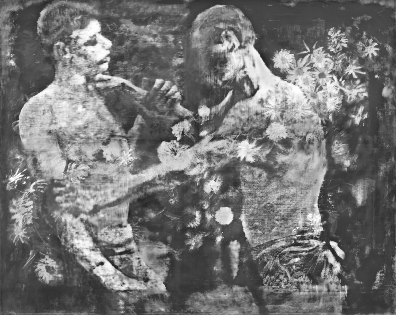 Raul Ortega Ayala, "Still life with meadow flowers and roses (a partir de pintura de Vincent Van Gogh)" (2015, from the series 'Del pozo de la omisión'), oil on wood (courtesy the artist and Proyectos Monclova, México)