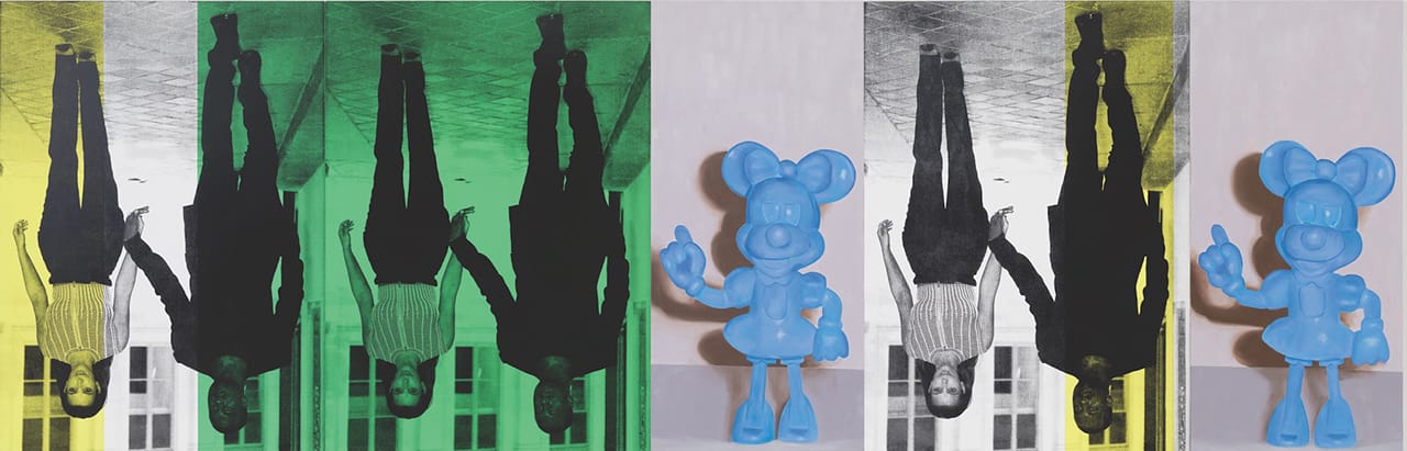 Julia Wachtel, "Champagne Life" (2014), oil, lacquer ink, and flashe on canvas, 5 panels, overall: 152.4 x 472.4 cm (© Julia Wachtel, 2014) (click to enlarge)