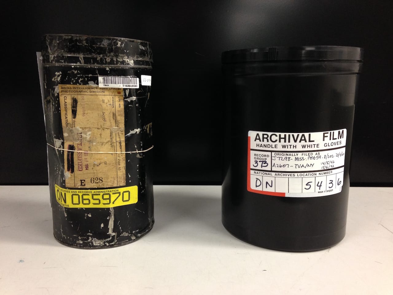 Aerial film canister from 1942 from Record Group 273, Records of the Defense Intelligence Agency (courtesy NARA/NCAP)