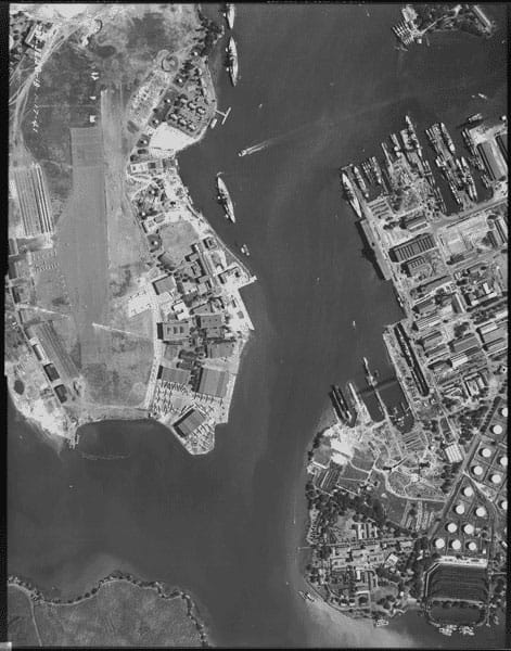 Aerial photograph of Pearl Harbor, Hawaii (1/17/1941) (via Records of the Defense Intelligence Agency/National Archives)