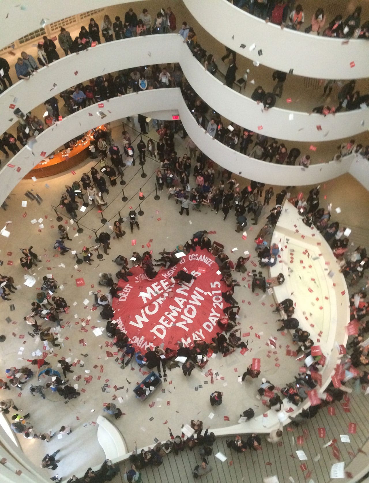 G.U.L.F. May Day 2015 protest at the Guggenheim Museum in New York (photo Ben Sutton/Hyperallergic)