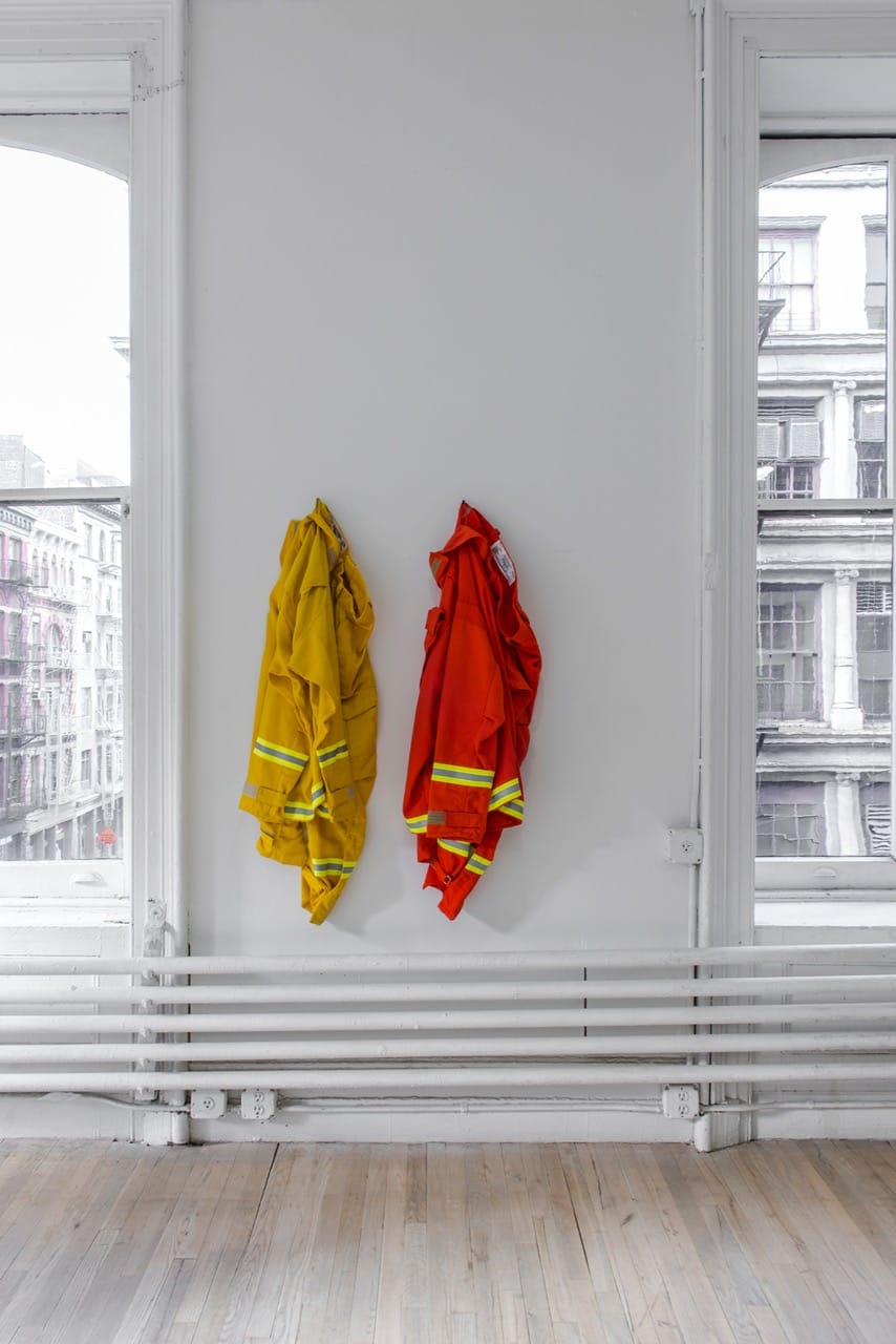 1st Defense NFPA 1977, 2011, 2016 Nomex fire suit, distributed by CALPIA 50 13 8 inches Rental at cost "The Department of Corrections shall require of every able-bodied prisoner imprisoned in any state prison as many hours of faithful labor in each day and every day during his or her term of imprisonment as shall be prescribed by the rules and regulations of the Director of Corrections." – California Penal Code § 2700 CC35933 is the customer number assigned to the nonprofit organization California College of the Arts upon registering with the CALPIA, the market name for the California Department of Corrections and Rehabilitation, Prison Industry Authority. Inmates working for CALPIA produce orange Nomex fire suits for the state's 4300 inmate wildland firefighters. Courtesy of the artist and ESSEX STREET, New York Photo: Adam Reich