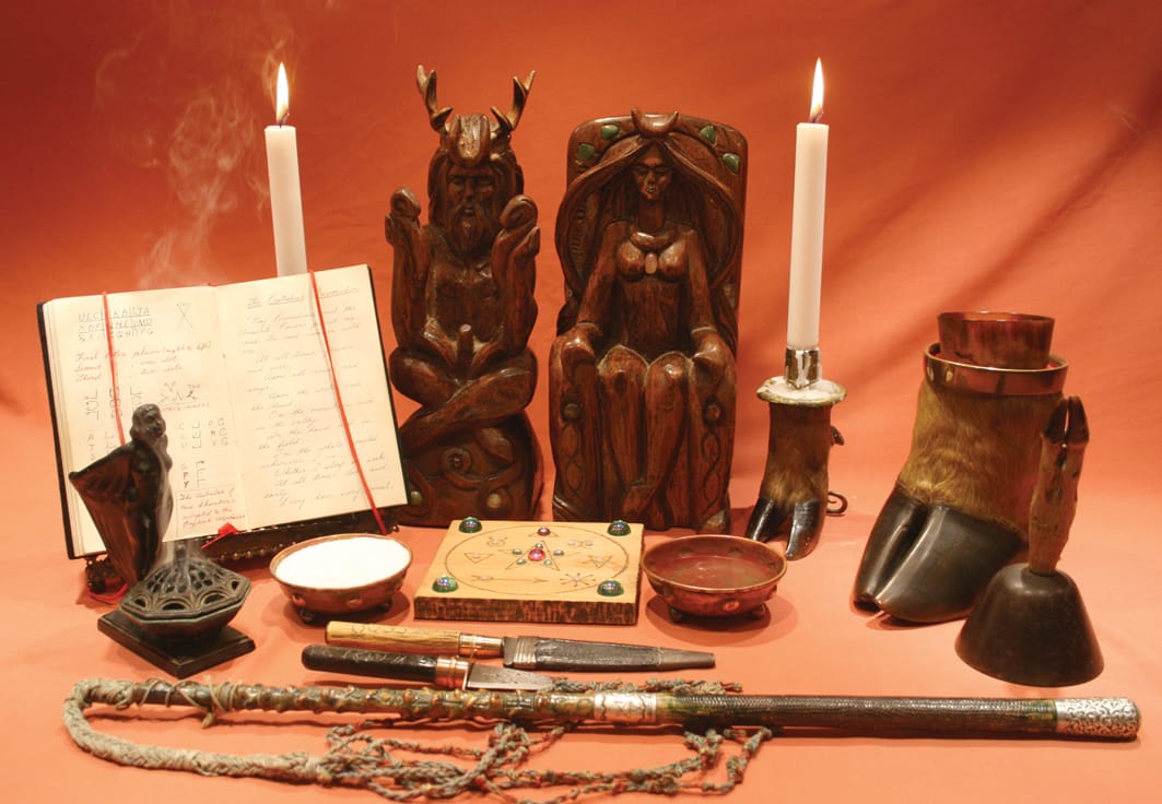 An altar with objects owned by Doreen Valiente (courtesy Doreen Valiente Foundation)