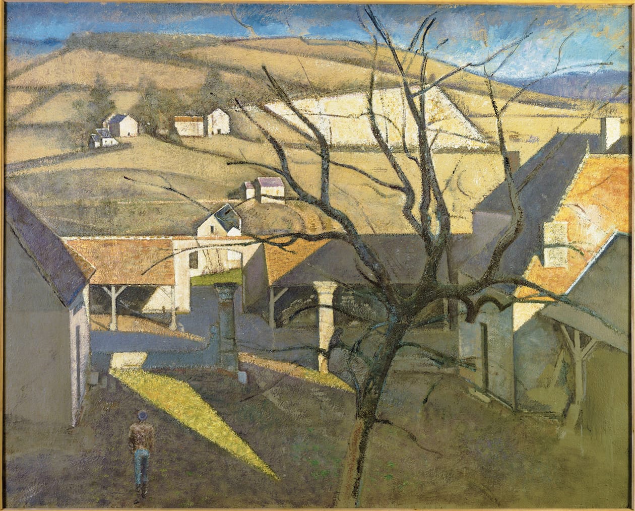 Balthus, “Grand paysage à l’arbre (Cour de ferme à Chassy) (Great Landscape with Tree [Threshing Floor in Chassy])” (1960), oil on canvas. Gift of André e Henriette Gomès, 1985. Centre Pompidou, Musée national d’Art moderne - Centre de création industrielle, Paris (Painting © Balthus, photo © RMN/Centre Pompidou, MNAM-CCI, Dist. RMN)