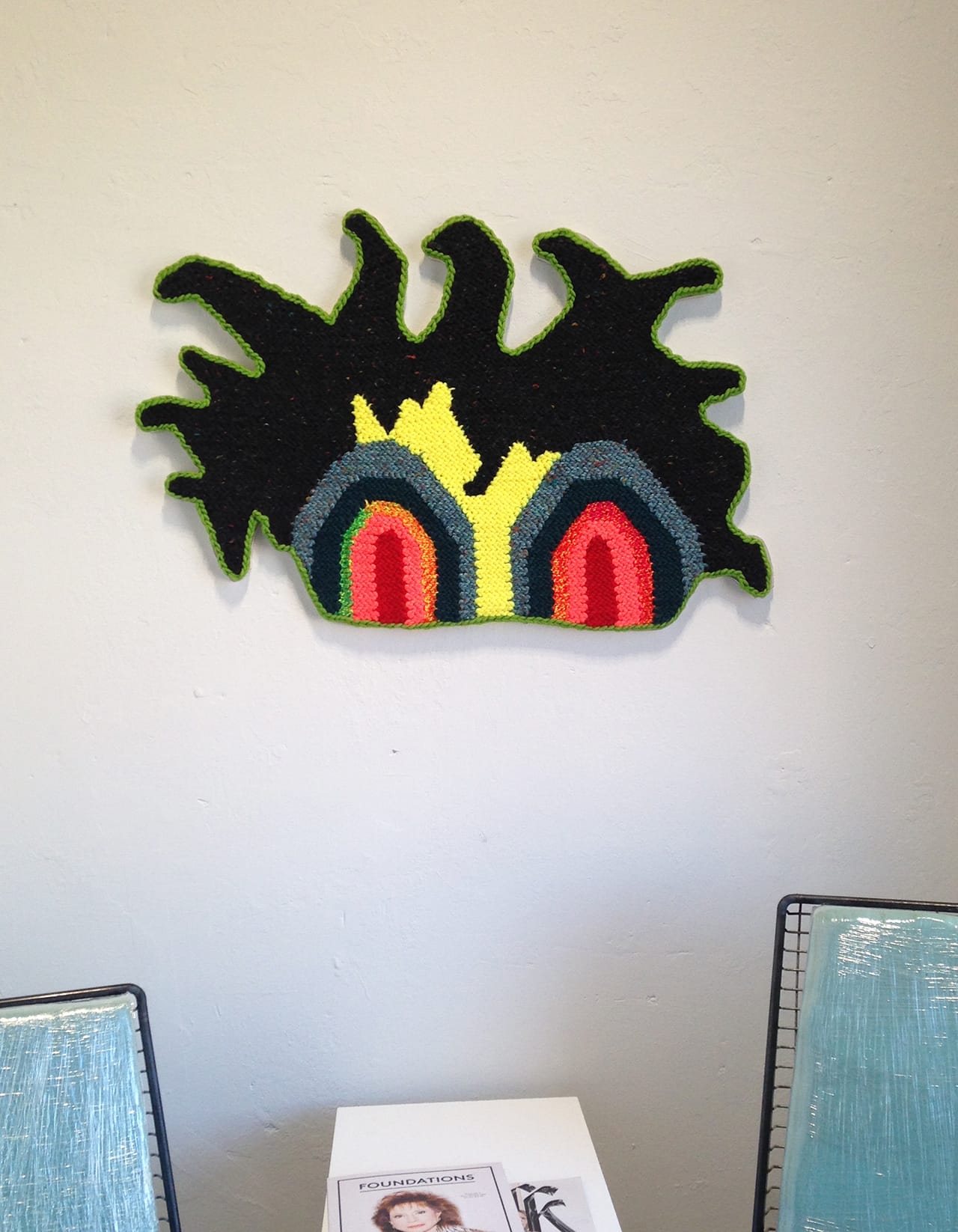 Caroline Wells Chandler, "Bridge Troll" (2016), hand-crocheted assorted wool, 56" x 8"