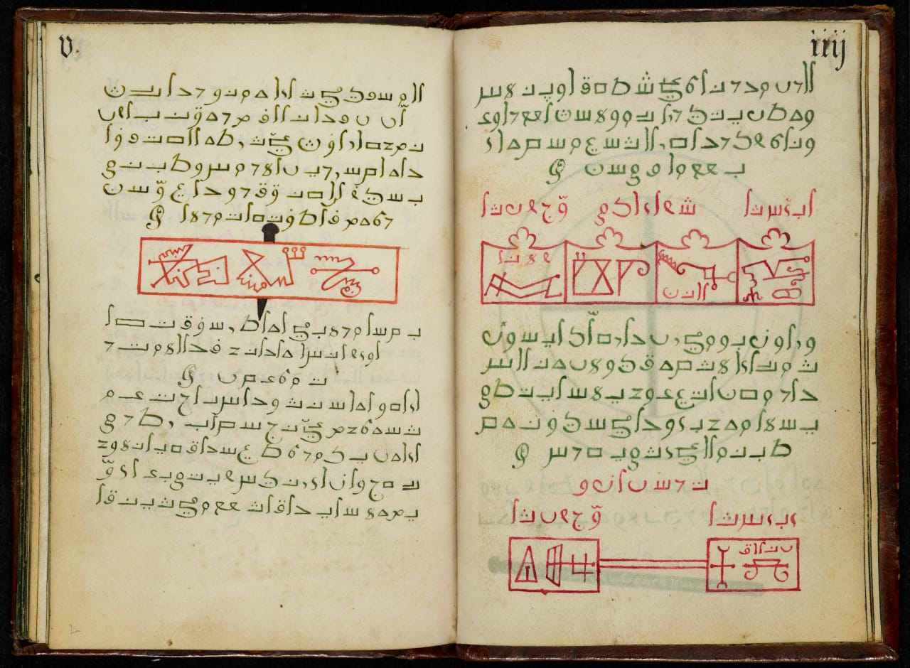 'Compendium of Unnatural Black Magic' (late 1500s, Franconia) (courtesy the University of Manchester). The 'Compendium' contains a set of instructions to summon eight evil spirits. This book was attributed to Michael Scot, whose infamy as a supposed magician was noted by the Italian poet Dante.