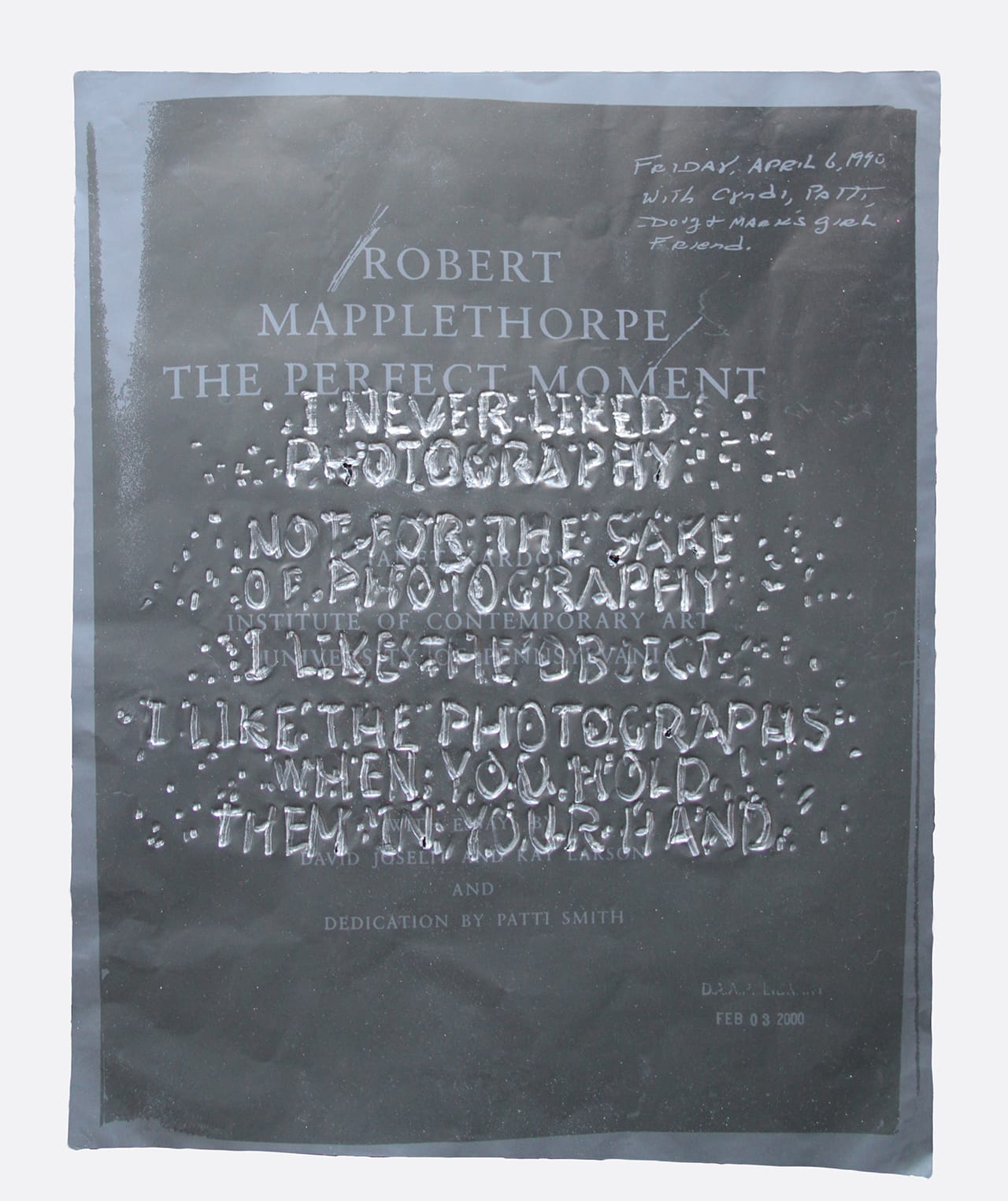 Mark Harris, "Untitled" (2015), photo silkscreen on metal foil (image courtesy the artist and the Contemporary Arts Center) 