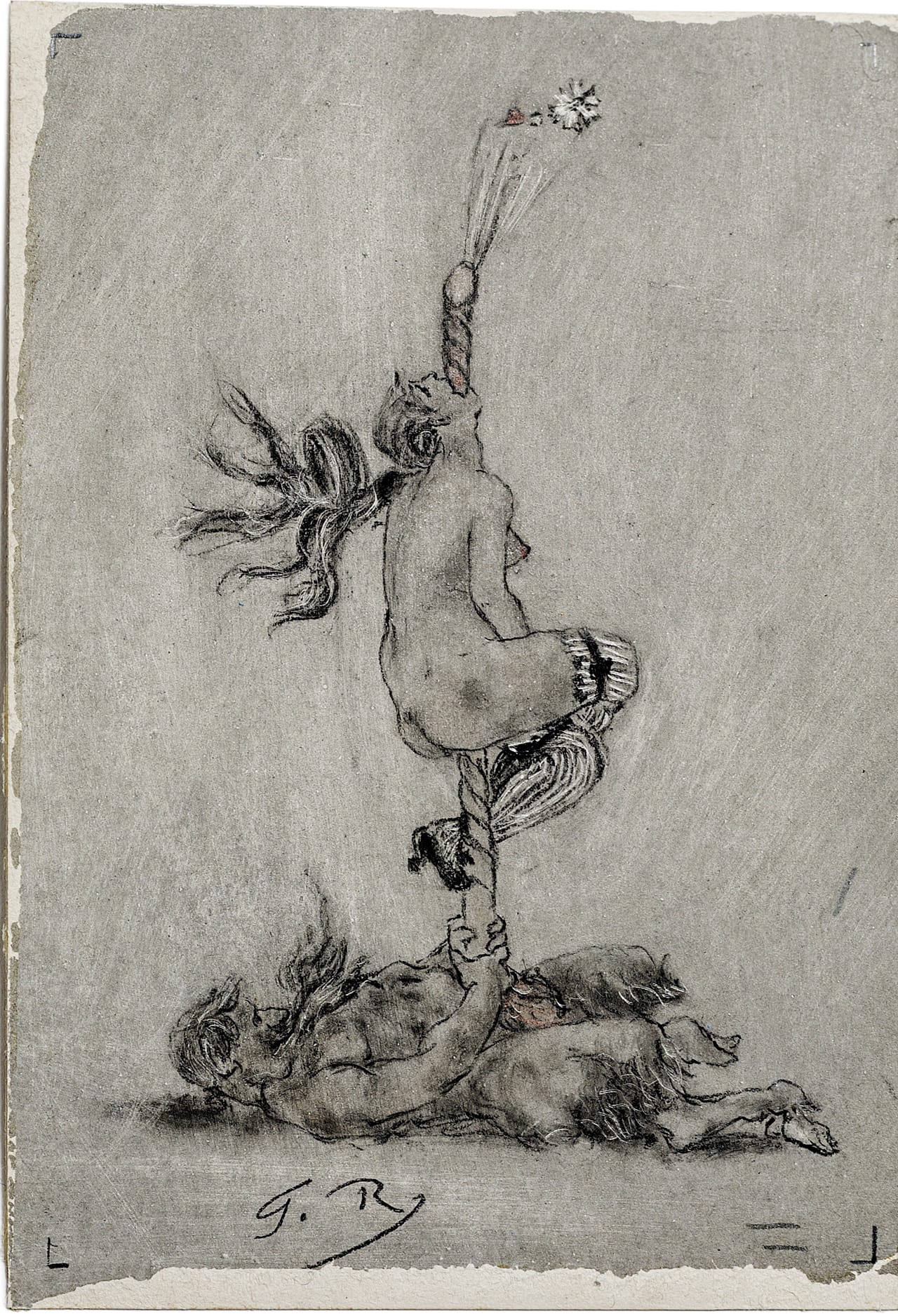Félicien Joseph Victor Rops, "La vrille" (late 19th century), pencil, watercolor on paper (© collection Mony Vibescu, photo by Gilles Berquet)
