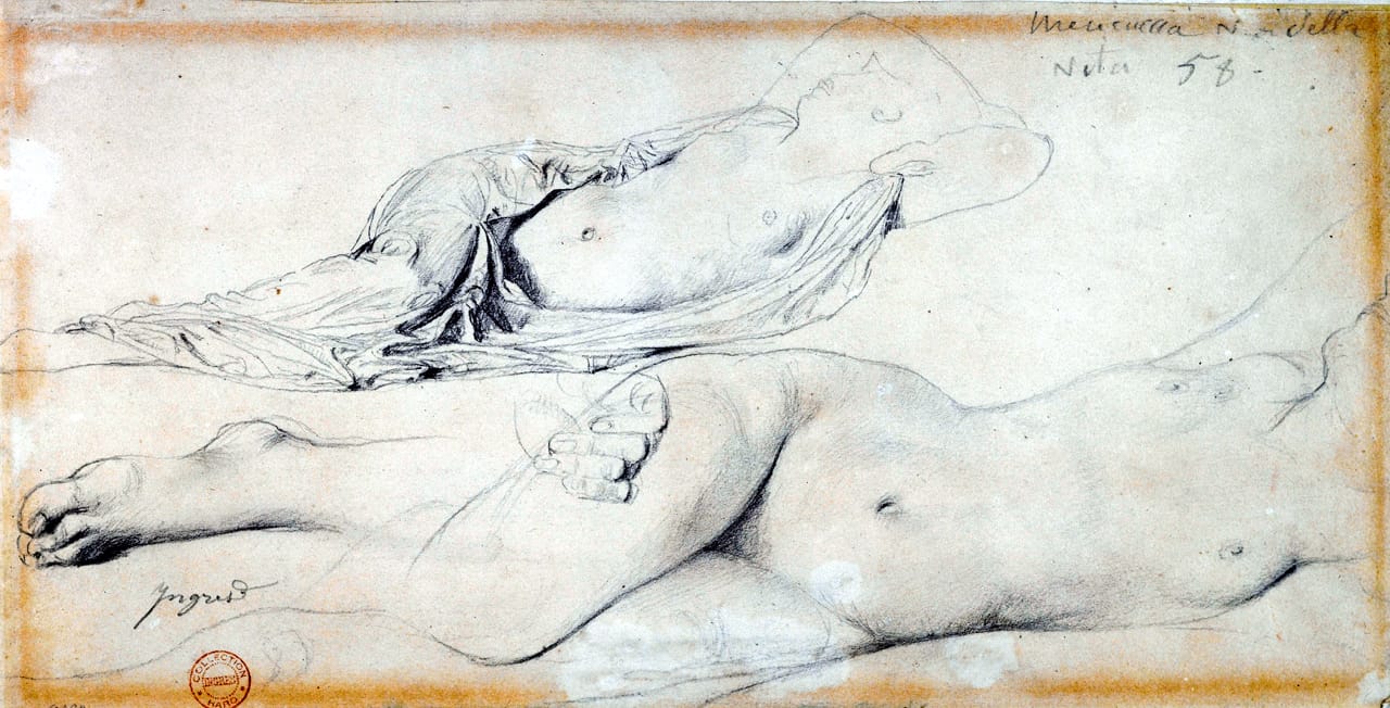 Auguste-Dominique Ingres, "Étude pour l'Odalisque à l'esclave" (1838), graphite pencil on paper (Petit Palais, musée des Beaux-Arts de la Ville de Paris © Petit Palais, photo by Roger-Viollet)