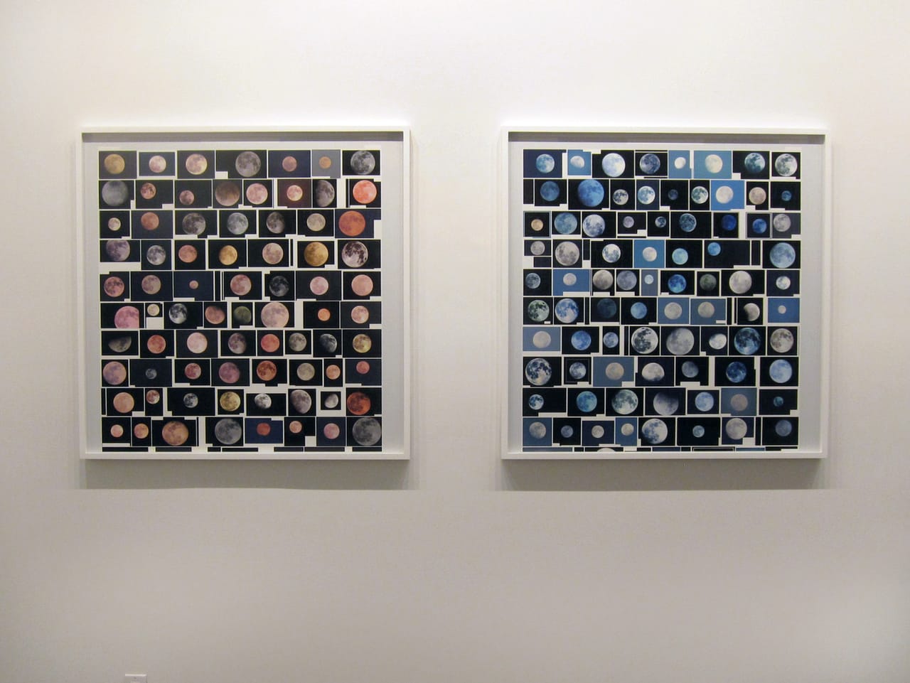 Penelope Umbrico, "Screenshot 2015-11-07 18.34.11 / Pink Filter" (2015) (left) and "Screenshot 2015-11-24 18.14.32 / Blue Filter" (2015) (right)