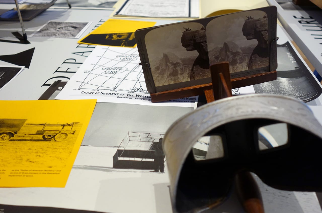 Installation view of 'Setting Out' at apexart