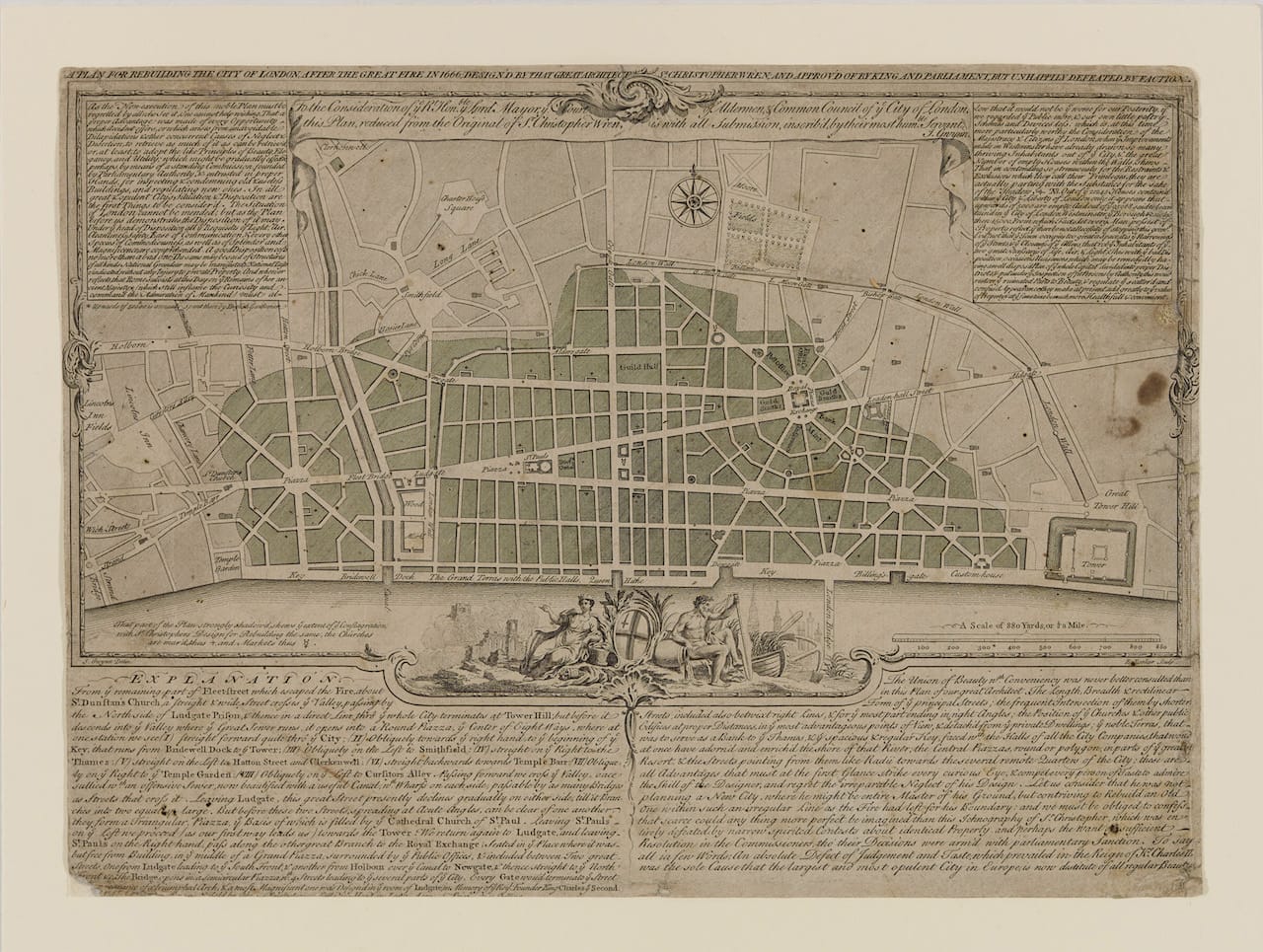 Sir Christopher Wren's Plan for Rebuilding the City of London after the Great Fire of 1666 (c) RIBA Collections
