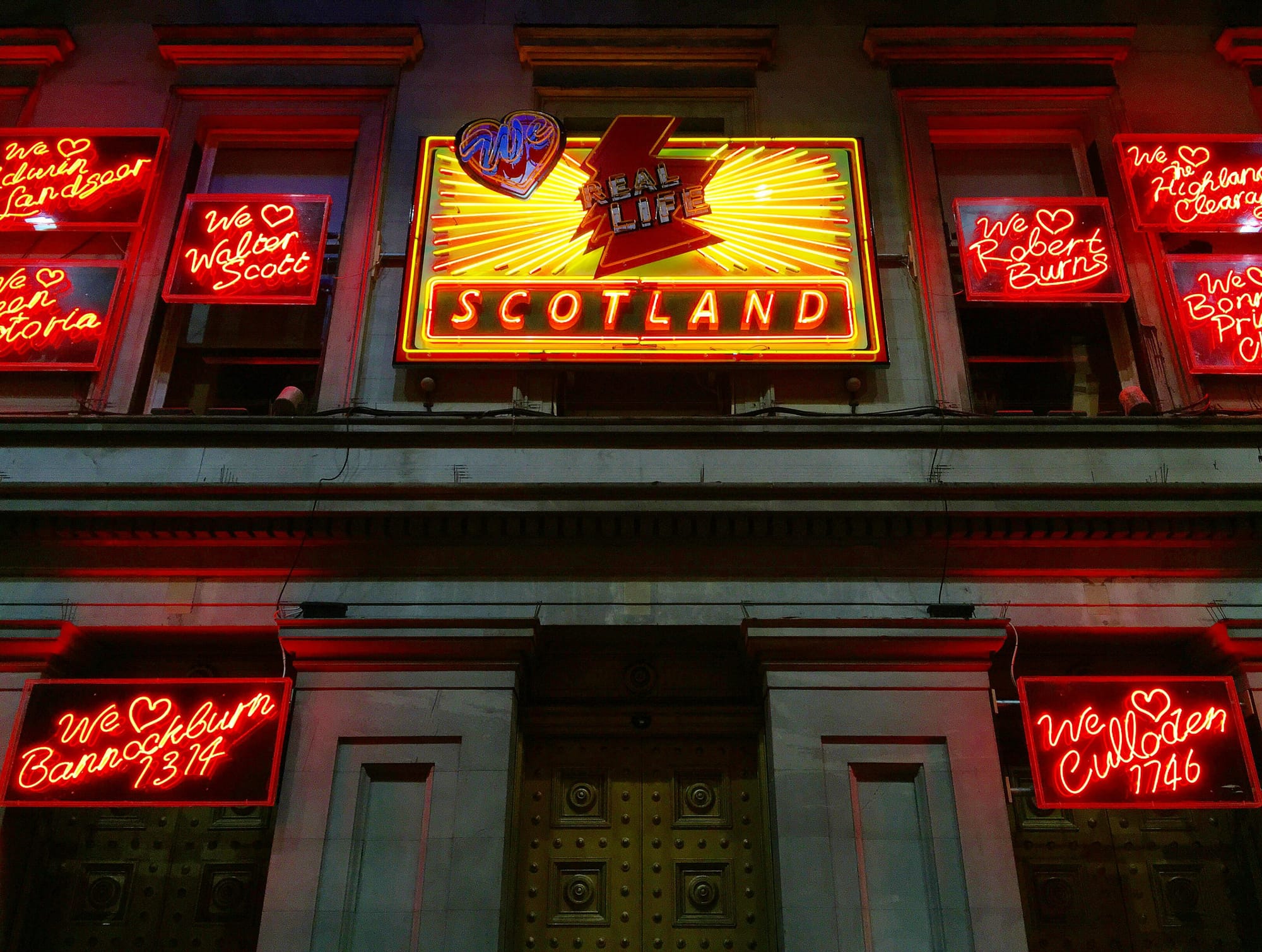 Ross Sinclair, 'We Love Real Life Scotland' (2015), installation view (all photos by the author for Hyperallergic)