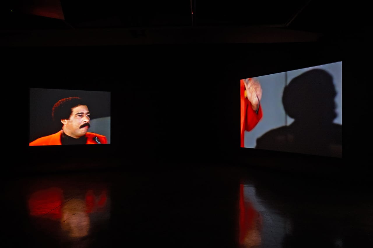 Glenn Ligon, "Live" (2014), seven-channel video, 80 min, installation view in 'Glenn Ligon: We Need To Wake Up Cause That’s What Time It Is,' Luhring Augustine Bushwick, Brooklyn, NY (January 16–April 17, 2016) (photo by Farzad Owrang; © Glenn Ligon; courtesy the artist, Luhring Augustine, New York, Regen Projects, Los Angeles, and Thomas Dane Gallery, London) (click to enlarge)