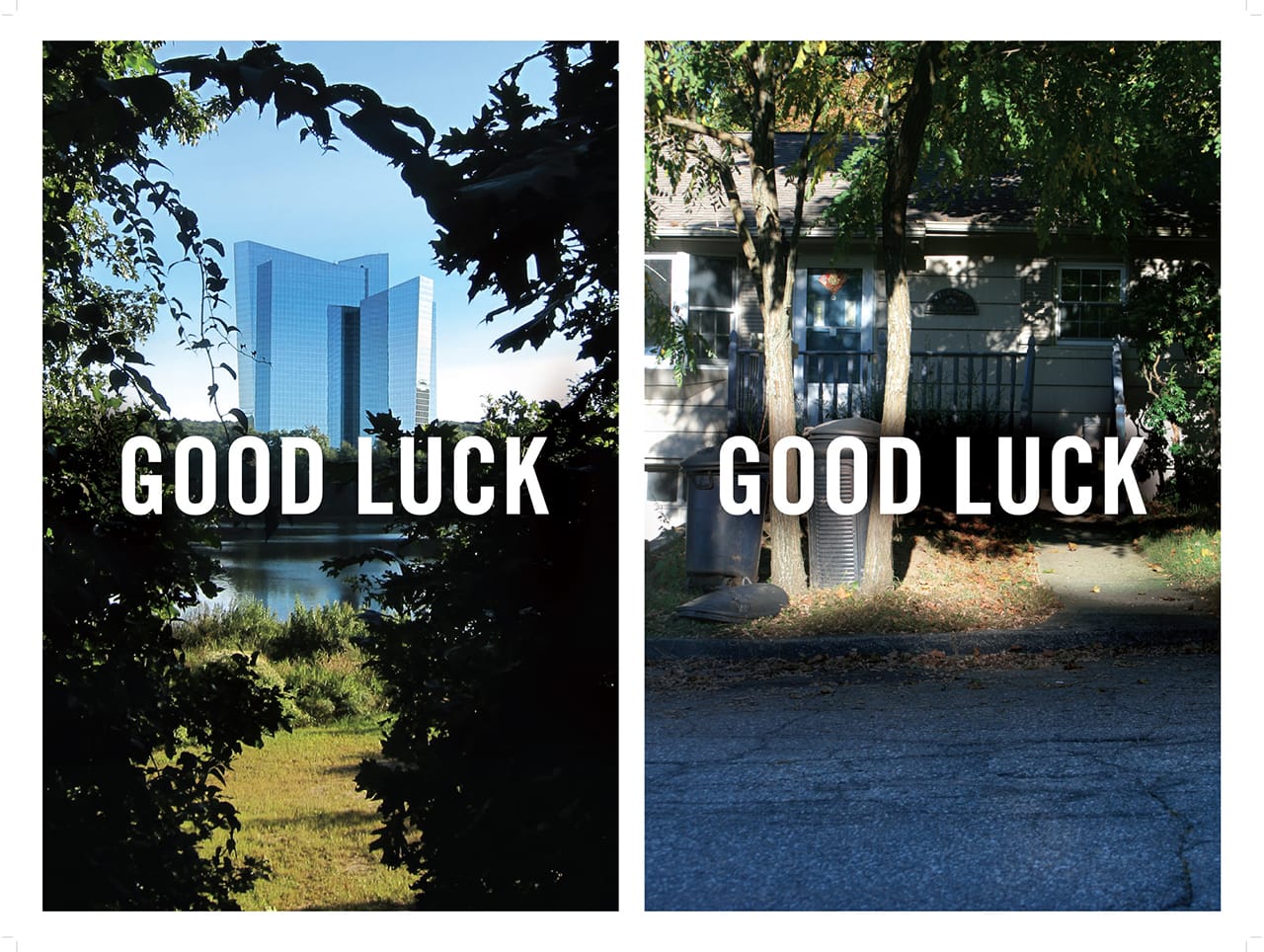 The same faith in luck that's inscribed in the casino workers’ houses through geomantic plantings entices many of the Asian patrons they serve at the casinos. Stephen Fan and Shane Keaney, "Good Luck/Good Luck" (2013), pigmented inkjet prints, 24”x18” (image courtesy Stephen Fan and Shane Keaney)