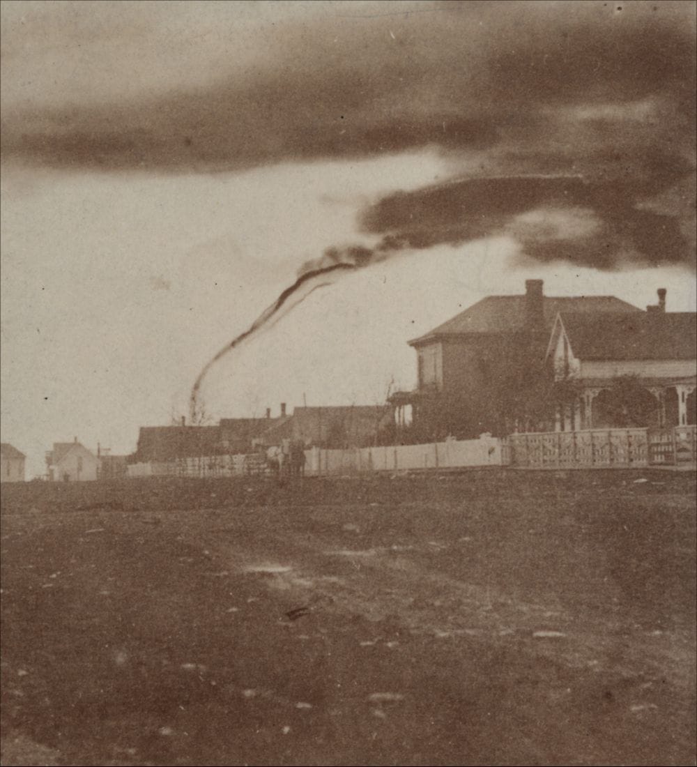 A. A. Adams' photograph of a tornado in Garnett, Kansas (April 26, 1884) (via Kansas Historical Society)