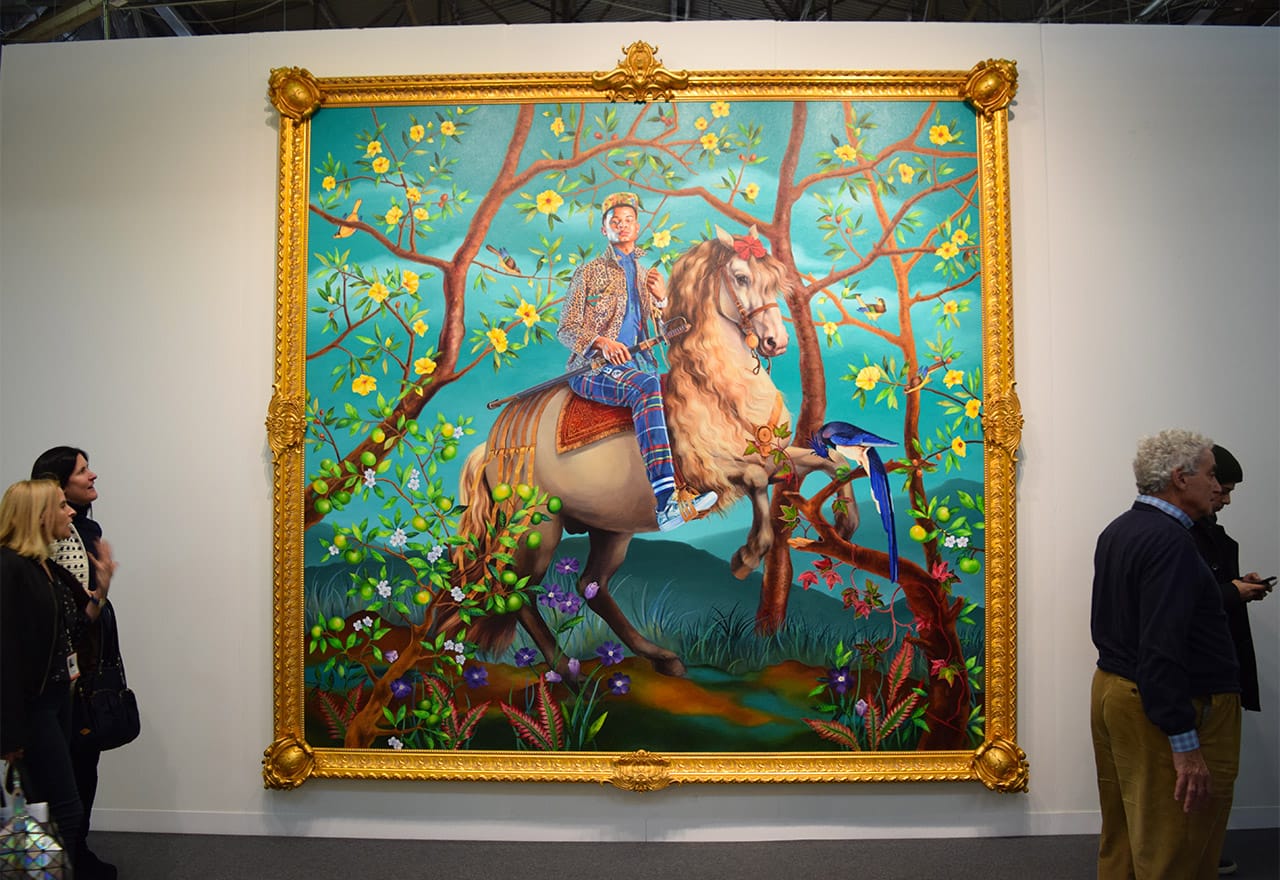 Kehinde Wiley's "Equestrian Portrait of Philip III" (2016) in the Sean Kelly booth at the 2016 Armory Show