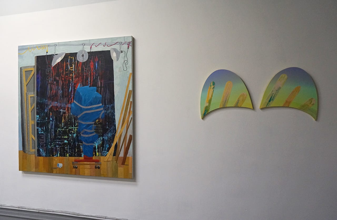 Work by Paul Gagner (left) and Jessica Langley in Alex Sewell’s 'Object Trap!' (click to enlarge)