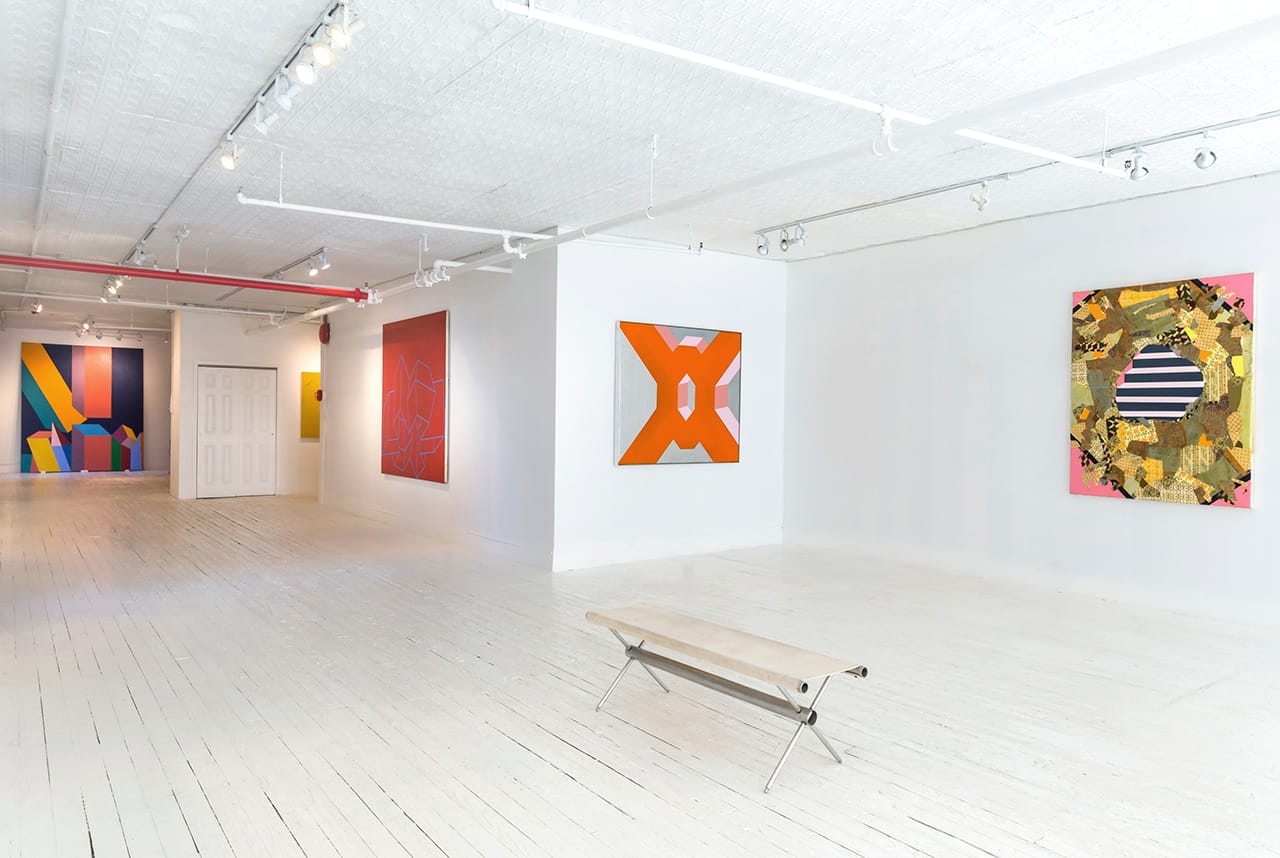 Installation view, 'Miriam Schapiro, The California Years: 1967–1975' at Eric Firestone Loft (image courtesy Eric Firestone Gallery) (click to enlarge)