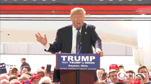 Easily the best GIF of the week was this spoof of Donald Trump at the podium being spooked by a supporter trying to get on stage. (via giphy.com)